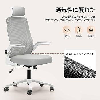 オフィスチェア 椅子 疲れない 跳ね上げ式アームレスト 2Dヘッドレスト オフィスチェア 椅子 デスクチェア 跳ね上げ式アームレスト 2D